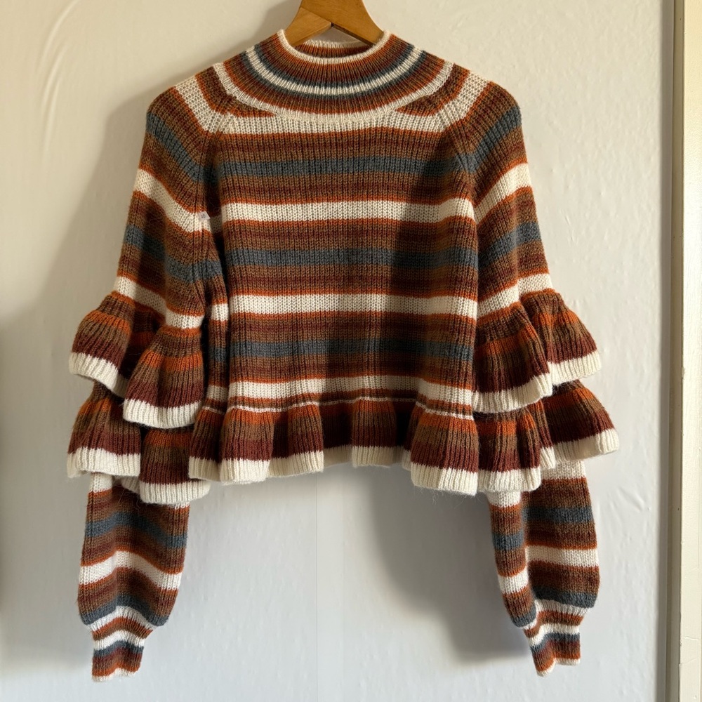 Current Air Crop Brown Knit Sweater Size S